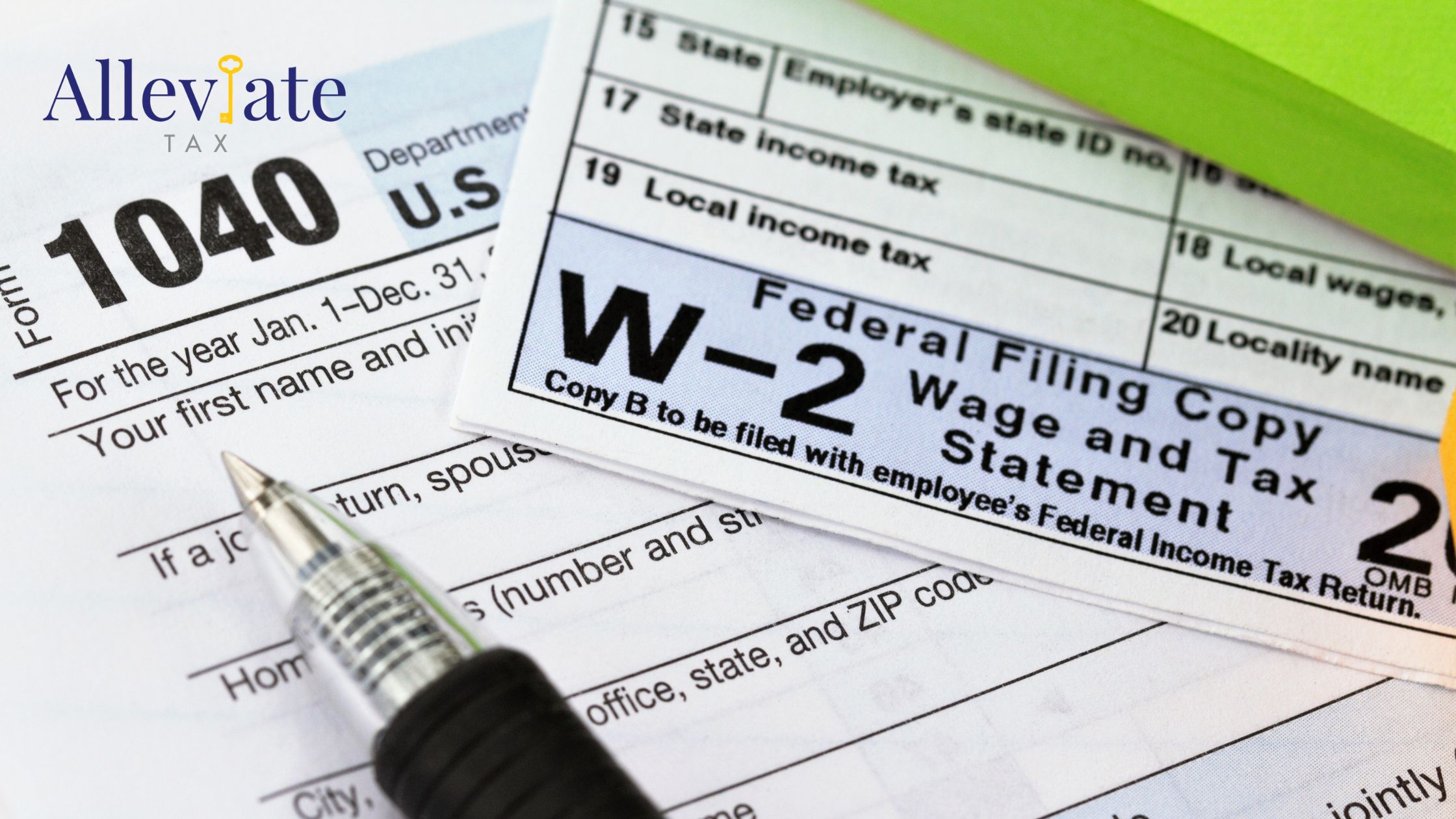 w-2 and 1040 tax forms